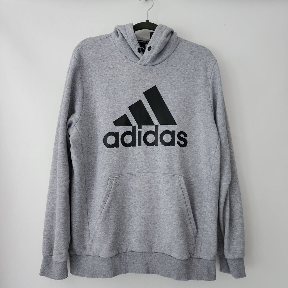 Adidas Pullover Hoodie Gray Logo Graphic Athletic Mens Large‎